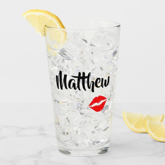 Kusjes voor hem Lipstick Print Glas (Voorkant ijs)