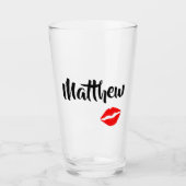 Kusjes voor hem Lipstick Print Glas (Voorkant)