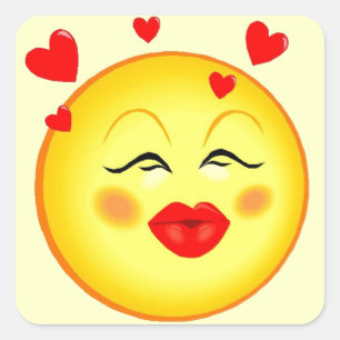 Kusjes voor jou Happy Face Valentijn Vierkante Sticker