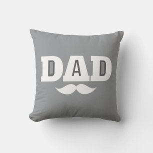 Kussen 'Dad Throw Pillow Mustache Brow Black Grey