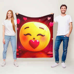 Kussen Emoji blaast harten Fleece Deken