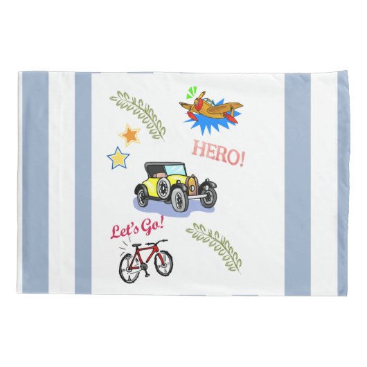 Kussen Hoesje Hero Fietsauto Vliegtuig Kussensloop (Achterkant)