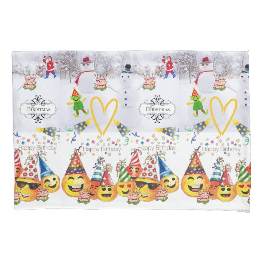 Kussen Hoesje Vrolijk Kerstfeest Happy Birthday Kussensloop (Voorkant)