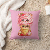 Kussen in de vorm van een aardbeien ijsje kawaii (Deken)