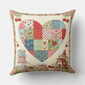 Kussen in landelijke patchwork hartstijl. (Achterkant)