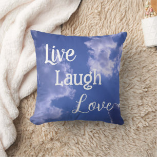 Kussen 'Leef Lach Lief' Blauwe Lucht Wolken