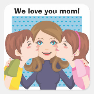 Kussen Mam Vierkante Sticker