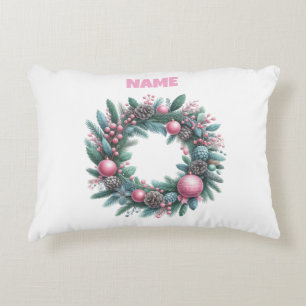 Kussen met accent - Gepersonaliseerd roze kerstkus