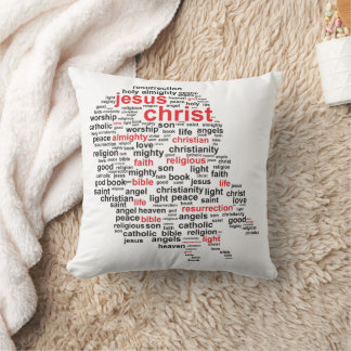 Kussen met beeld van Christus woordcollage