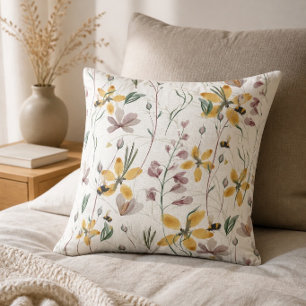 Kussen met Bij en Botanische Bloemen