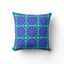 Kussen met blauw patroon