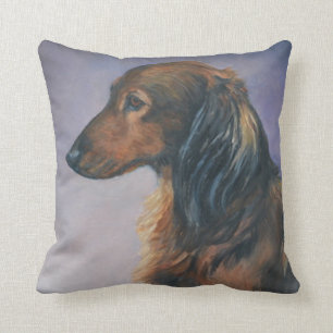 Kussen met honden kunst van langharige dachshund