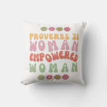 Kussen met spreuk over de vrouw van Spreuken 31