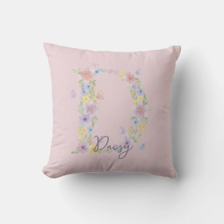 Kussen met vintage bloemen- en vlindermonogram