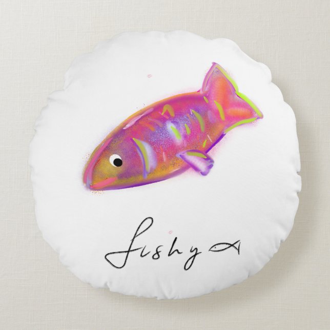 Kussen met visachtige print (Voorkant)