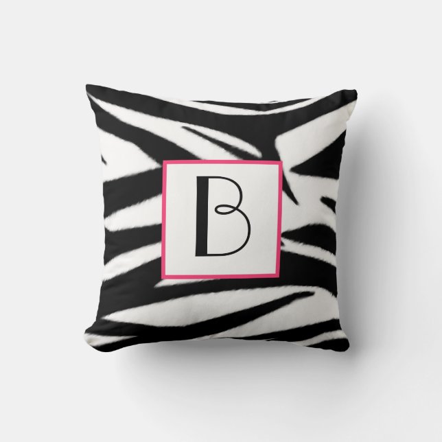 Kussen met zebraprint en monogram (Voorkant)
