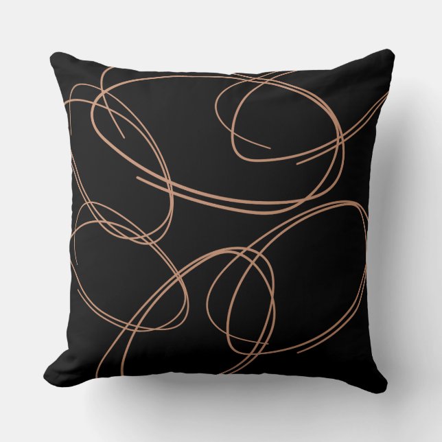 Kussen met zwarte achtergrond en abstracte stijl (Voorkant)