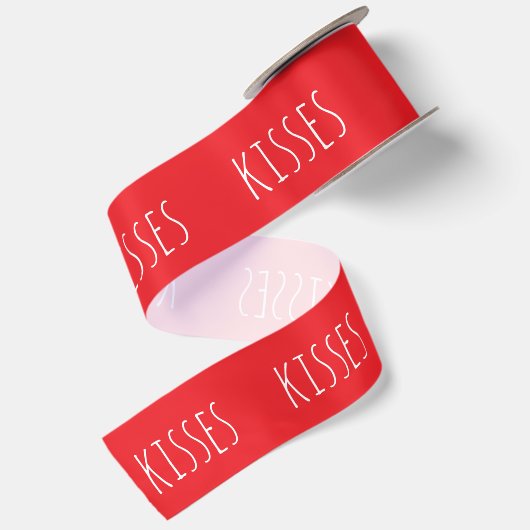 'Kussen' Romantisch Rood Witte Bruiloft Bruidsfees Lint (Achterkant)