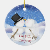 Kussen Sneeuwmannen Bruid en bruidegom Keramisch Ornament (Achterkant)