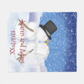 Kussen Sneeuwmannen Bruiloft Fleece Deken Leuk (Voorkant (Horizontaal))