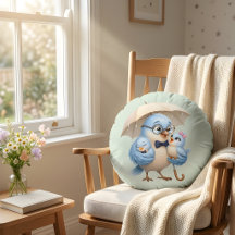 Kussen Vader Vogel Familie Rond