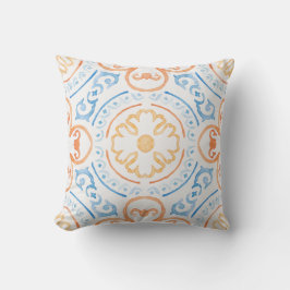 Kussen van Marokkaanse stijl, blauw en oranje