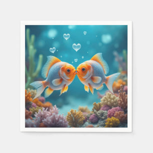Kussen van oceaanvissen met hartbellen servet