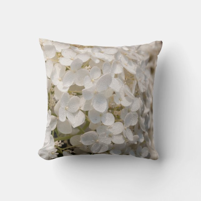 Kussen, witte bloemen kussen (Voorkant)