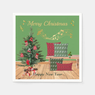 Kussenbank Kerstmis Merry Christmas Servetten