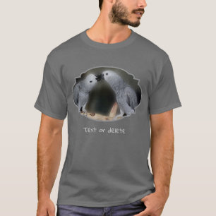 Kussende Afrikaanse Grijze Papegaaien Mooie Gepers T-shirt