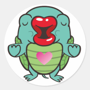 kussende schildpad ronde sticker