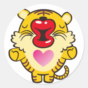 kussende tijger ronde sticker