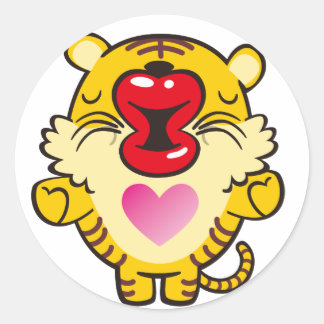 kussende tijger ronde sticker