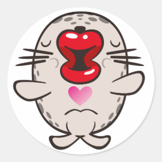 kussende zeehond ronde sticker