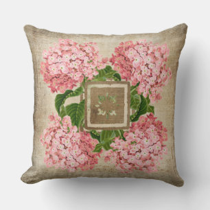 Kussenhoes met roze hortensiatakken II Kussen