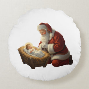 Kussenhoes met Sinterklaas en het kindje Jezus Rond Kussen