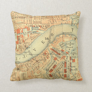Kussens met vintage-uitgave oude rivier Thames kaa