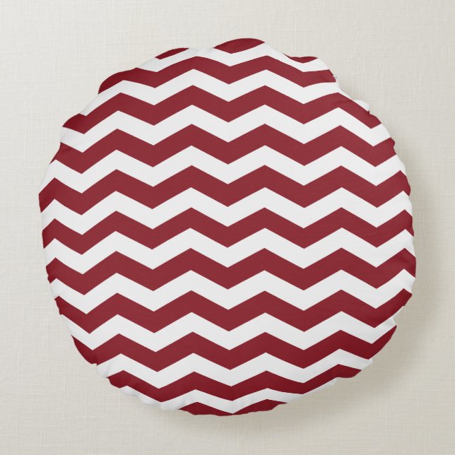 Kussens rond de Rode Chevron Pattern (Achterkant)