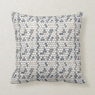 Kussens voor vloeiende blauw- en crèmecirkelmoza