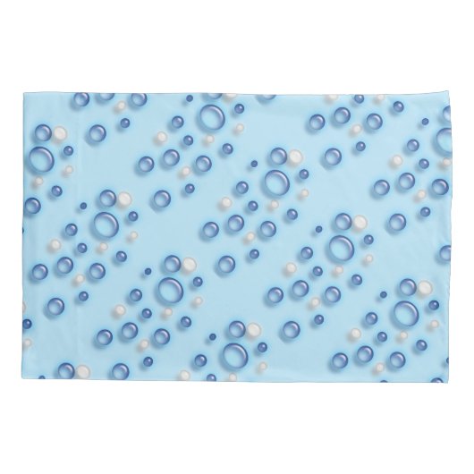 Kussensloop - Blauw en witte belletjes op blauw (Achterkant-Links)