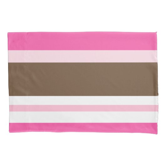 Kussensloop bruin & roze streep (Voorkant)