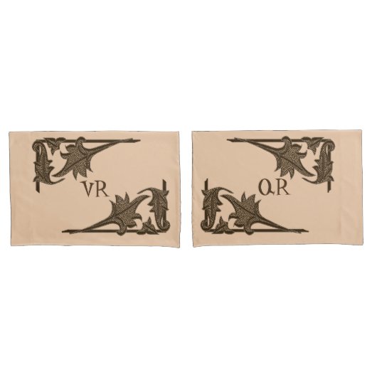 Kussensloop - Leafy Brackets met Initialen (Voorkant-Set)