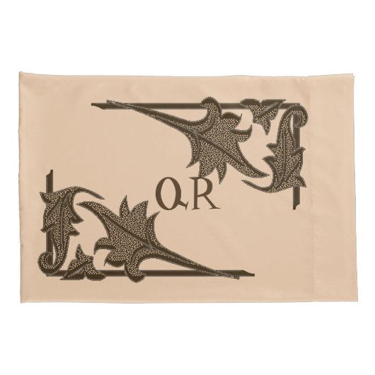 Kussensloop - Leafy Brackets met Initialen (Achterkant-Rechts)