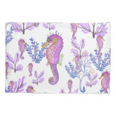 Kussensloop Seahorse Beachy Coastal Roze Paarse (Achterkant)