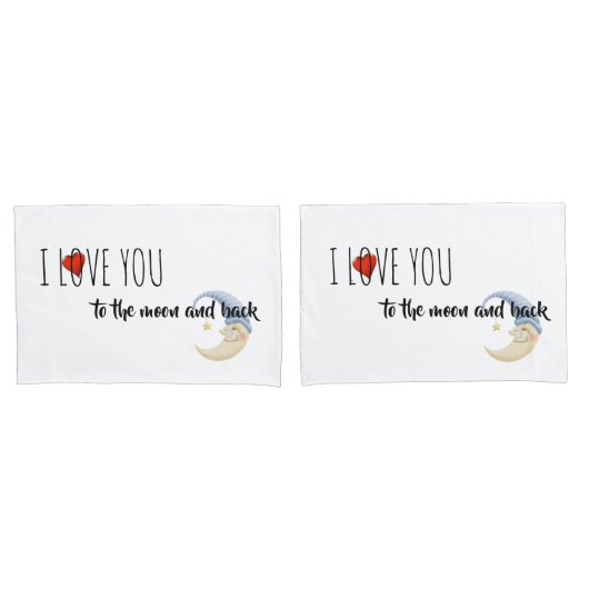 Kussensloop Set-I Love You To The Moon en terug (Voorkant-Set)