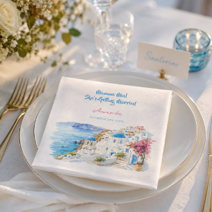 Kust Aquarel Santorini Griekenland Bruidsdouche Servet