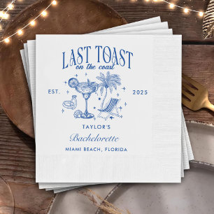 Kust Bachelorette Modern Cocktail Party Blauw Servet