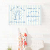 Kust Bachelorette Modern Cocktail Party Blauw Spandoek (Insitu)