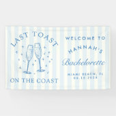 Kust Bachelorette Modern Cocktail Party Blauw Spandoek (Horizontaal)