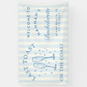 Kust Bachelorette Modern Cocktail Party Blauw Spandoek (Verticaal)